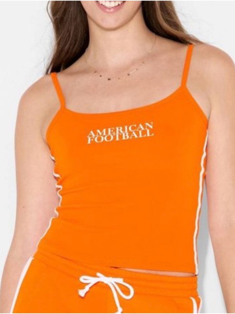 💼2️⃣ wild fable Orange Spaghetti-Strap Camisole with White Accents